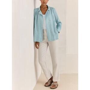 Poetry Women's High Rise Heavy‎ Linen Straight Leg Jeans White Size 8